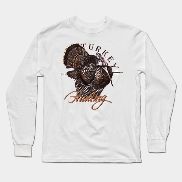 Turkey Hunting T Shirt Back Long Sleeve T-Shirt by Hound mom